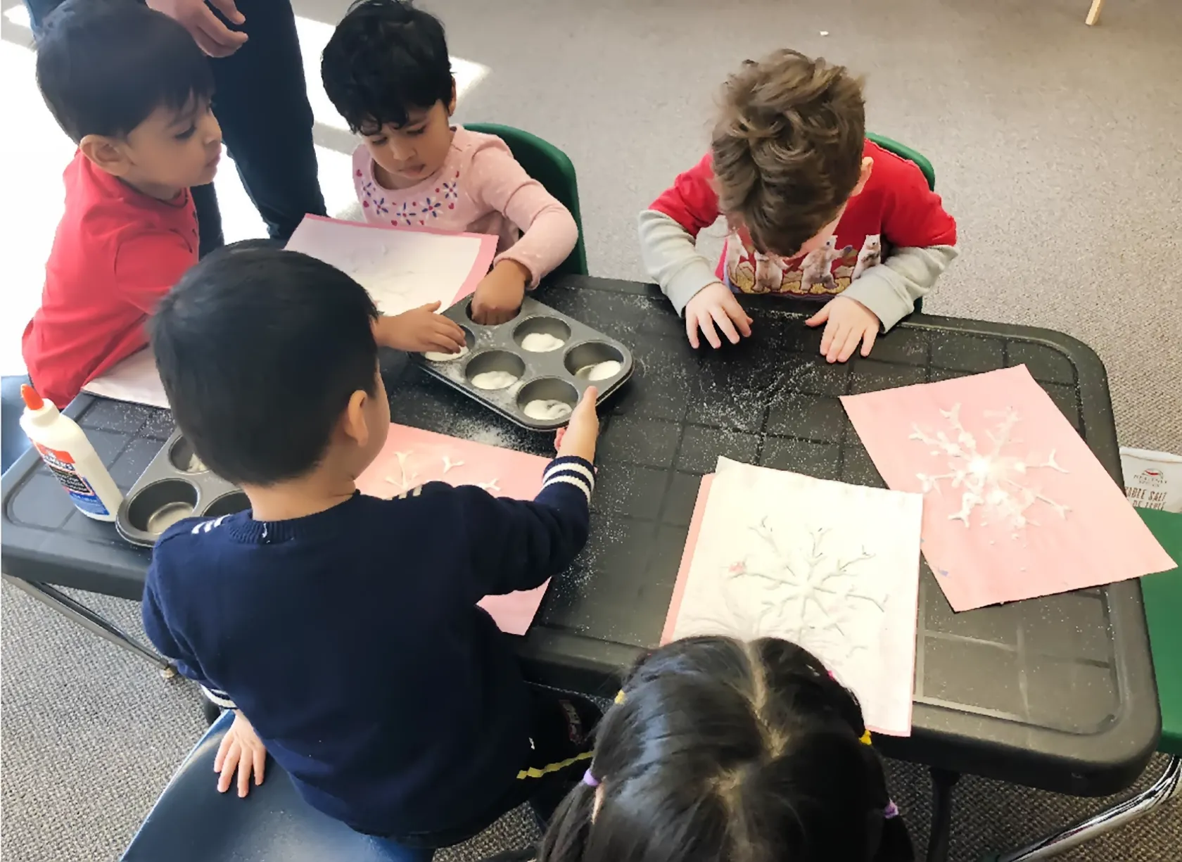 Children creating art projects